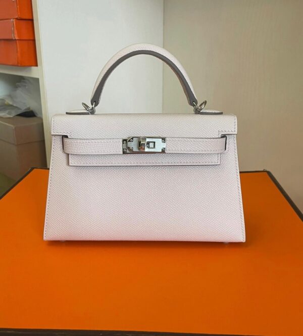 i1731130758_858_0 Old Cobbler Mini Kelly Epsom Leather Light Purple Pink Silver Hardware 19cm Full Handmade