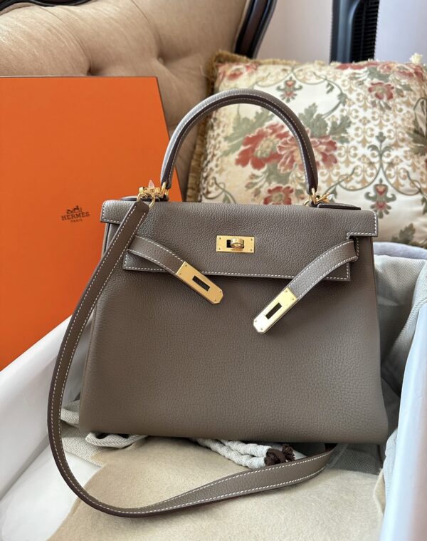 i1732778574_5393_0 Old Cobbler Kelly Togo Leather CK18 Etoupe Grey Gold Hardware 25cm Full Handmade