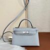 Old Cobbler Mini Kelly Epsom Leather Light Blue Silver Hardware 19cm Full Handmade