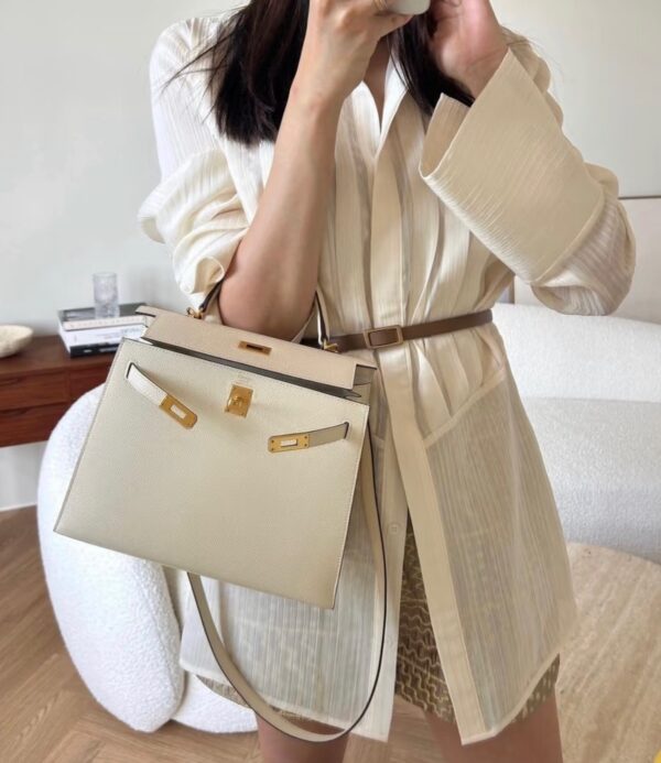 i1734933606_6888_0 Old Cobbler Kelly Epsom Leather Cream White Gold Hardware 25cm Full Handmade