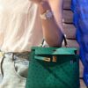 Old Cobbler Mini Kelly Ostrich Leather Forest Green Silver Hardware 19cm Full Handmade