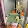 i1743496350166_3415_0_1-1 Old Cobbler Mini Kelly Ostrich Leather Olive Green Silver Hardware 19cm Full Handmade