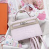 Old Cobbler Factory Mini Kelly Matte Alligator Crocodile 09 Light Purple Pink Silver Hardware 19cm Full Handmade