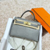 i1753597960291_9326_0_0 Old Cobbler Factory Mini Kelly Matte Alligator Crocodile 0V Gris Grey Gold Hardware 19cm Full Handmade