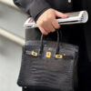 i1775360658526_1024_0_0 Old Cobbler Birkin Matte Alligator Crocodile CK89 Black Gold Hardware 25cm Full Handmade