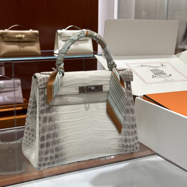 Old Cobbler Factory Kelly Matte Porosus Crocodile Himalaya Silver Hardware 25cm Full Handmade