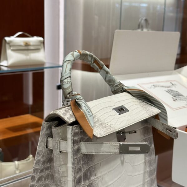 Old Cobbler Factory Kelly Matte Porosus Crocodile Himalaya Silver Hardware 25cm Full Handmade