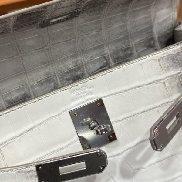 Old Cobbler Factory Kelly Matte Porosus Crocodile Himalaya Silver Hardware 25cm Full Handmade