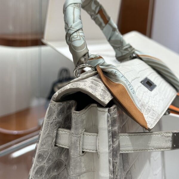 Old Cobbler Factory Kelly Matte Porosus Crocodile Himalaya Silver Hardware 25cm Full Handmade