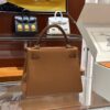 Old Cobbler Factory Kelly Touch Togo & Matte Crocodile CK37 Golden Brown Silver Hardware 25cm Full Handmade