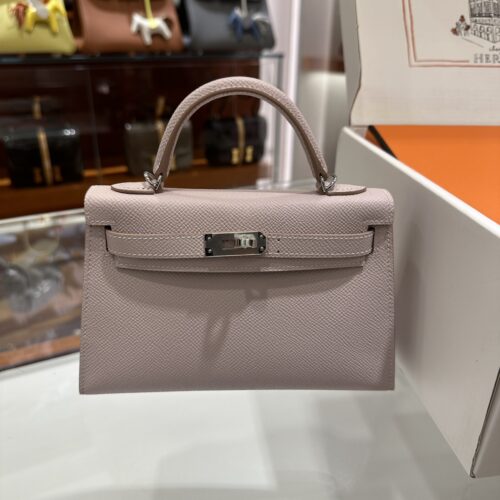 wsxc1775122690808_0 Old Cobbler Mini Kelly Epsom Leather Light Purple Pink Silver Hardware 19cm Full Handmade