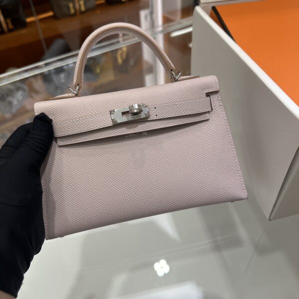 wsxc1775122690808_1 Old Cobbler Mini Kelly Epsom Leather Light Purple Pink Silver Hardware 19cm Full Handmade