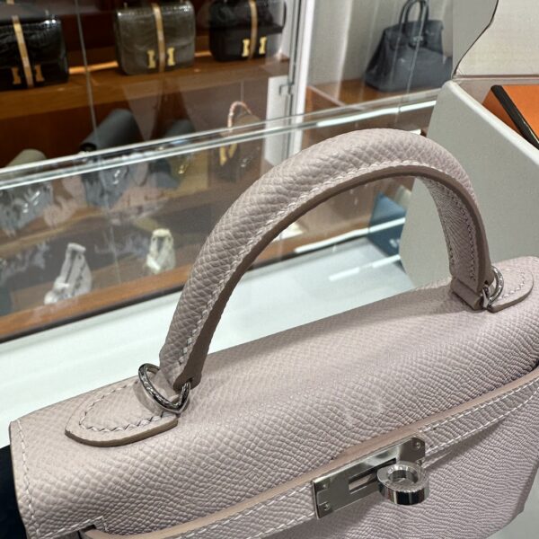 wsxc1775122690808_6 Old Cobbler Mini Kelly Epsom Leather Light Purple Pink Silver Hardware 19cm Full Handmade