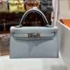 Old Cobbler Mini Kelly Epsom Leather Light Blue Silver Hardware 19cm Full Handmade