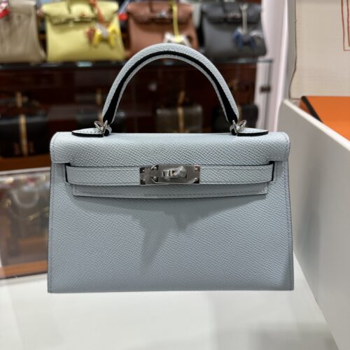 wsxc1775122711265_0 Old Cobbler Mini Kelly Epsom Leather Light Blue Silver Hardware 19cm Full Handmade