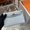 Old Cobbler Mini Kelly Epsom Leather Light Blue Silver Hardware 19cm Full Handmade