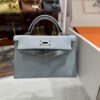 Old Cobbler Mini Kelly Epsom Leather Light Blue Silver Hardware 19cm Full Handmade