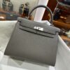Old Cobbler Kelly Togo Leather 8F Medium Grey Silver Hardware 25cm Full Handmade