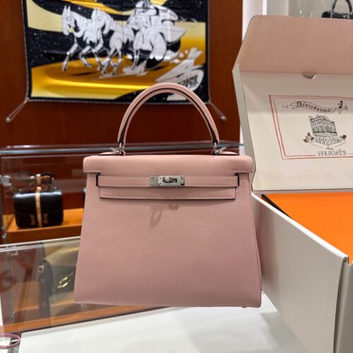 wsxc1778662811010_0 Old Cobbler Kelly Togo Leather 3Q Sakura Pink Silver Hardware 25cm Full Handmade