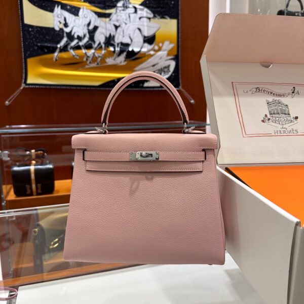 wsxc1778662811010_0 Old Cobbler Kelly Togo Leather 3Q Sakura Pink Silver Hardware 25cm Full Handmade