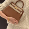 wsxc1778859497323_0 Old Cobbler Kelly Togo Leather CK37 Gold Brown Silver Hardware 25cm Full Handmade