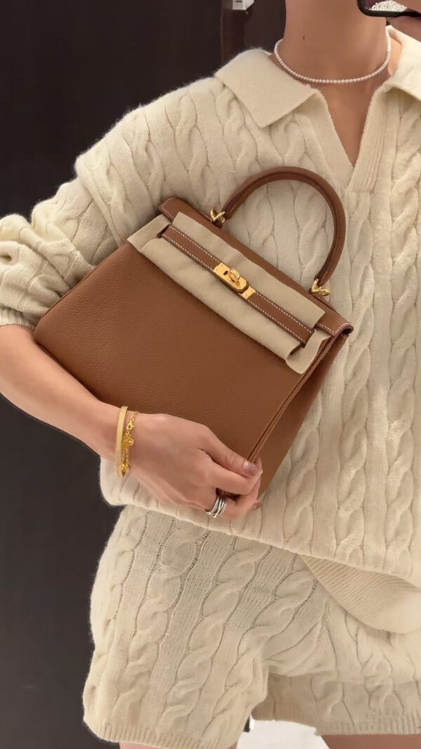 wsxc1778859497323_0 Old Cobbler Kelly Togo Leather CK37 Gold Brown Silver Hardware 25cm Full Handmade