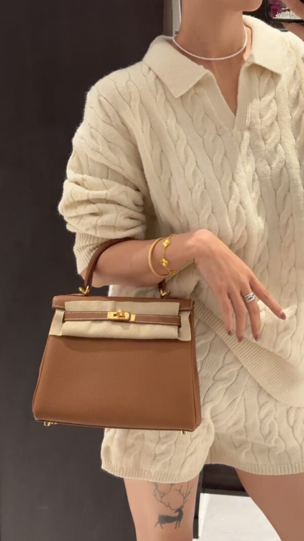 wsxc1778859497323_1 Old Cobbler Kelly Togo Leather CK37 Gold Brown Silver Hardware 25cm Full Handmade