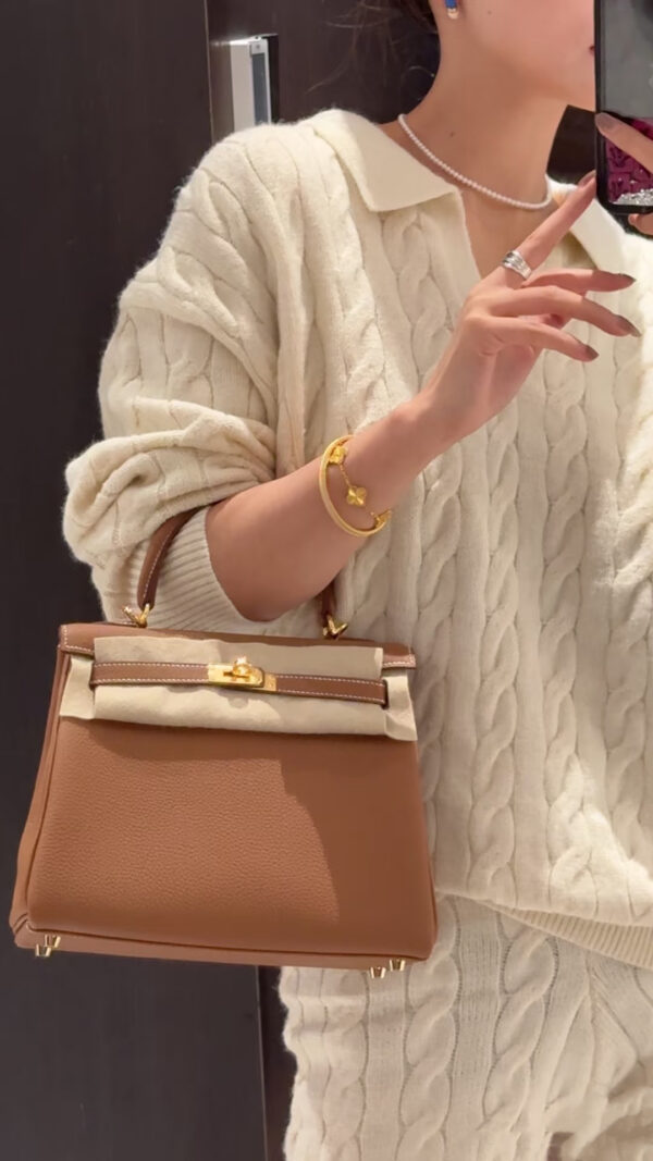 wsxc1778859497323_2 Old Cobbler Kelly Togo Leather CK37 Gold Brown Silver Hardware 25cm Full Handmade