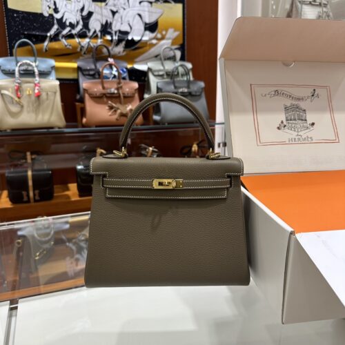 wsxc1778859517488_0 Old Cobbler Kelly Togo Leather CK18 Etoupe Grey Gold Hardware 25cm Full Handmade
