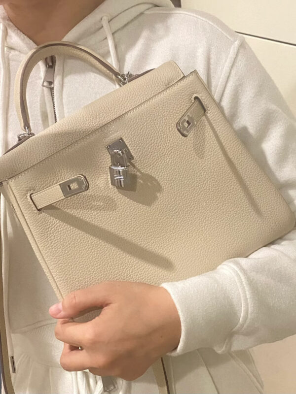 wsxc1778859547246_0 Old Cobbler Kelly Togo Leather CK10 Cream White Silver Hardware 25cm Full Handmade