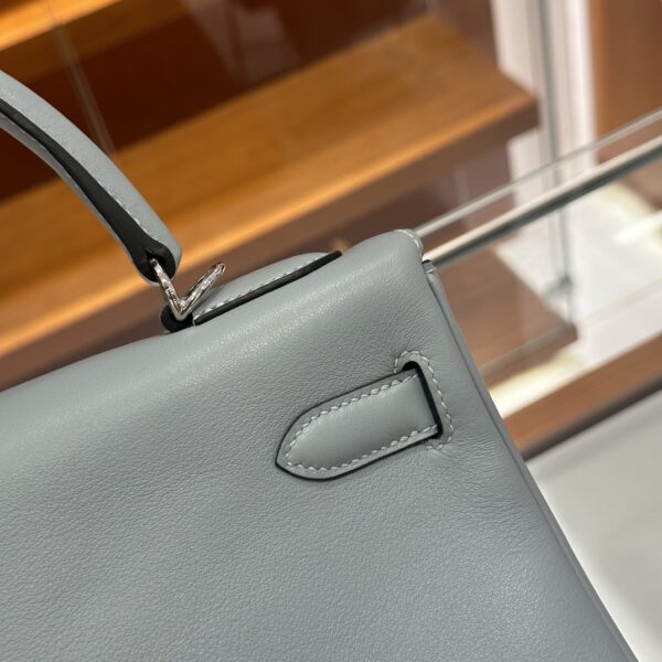 wsxc1779199240695_6 Old Cobbler Kelly Swift Leather Linen Blue Silver Hardware 32cm Full Handmade