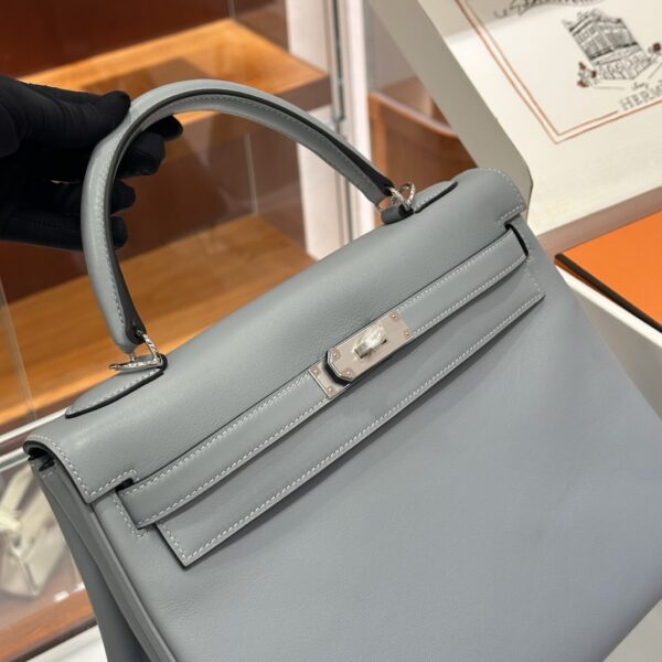 wsxc1779199240696_3 Old Cobbler Kelly Swift Leather Linen Blue Silver Hardware 32cm Full Handmade