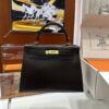 wsxc1779199346473_0 Old Cobbler Kelly Shiny Box Leather Ebony Color Gold Hardware 28cm Full Handmade