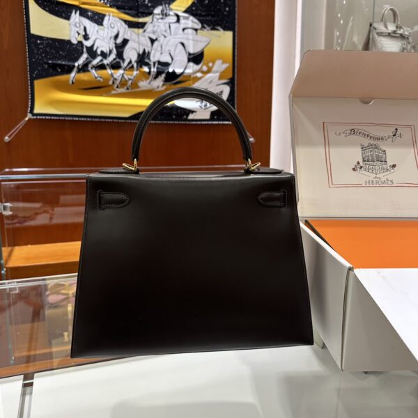 wsxc1779199346473_4 Old Cobbler Kelly Shiny Box Leather Ebony Color Gold Hardware 28cm Full Handmade