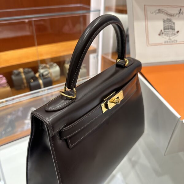 wsxc1779199346473_6 Old Cobbler Kelly Shiny Box Leather Ebony Color Gold Hardware 28cm Full Handmade