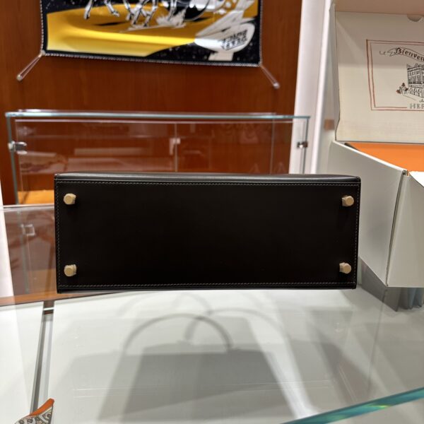 wsxc1779199346473_8 Old Cobbler Kelly Shiny Box Leather Ebony Color Gold Hardware 28cm Full Handmade