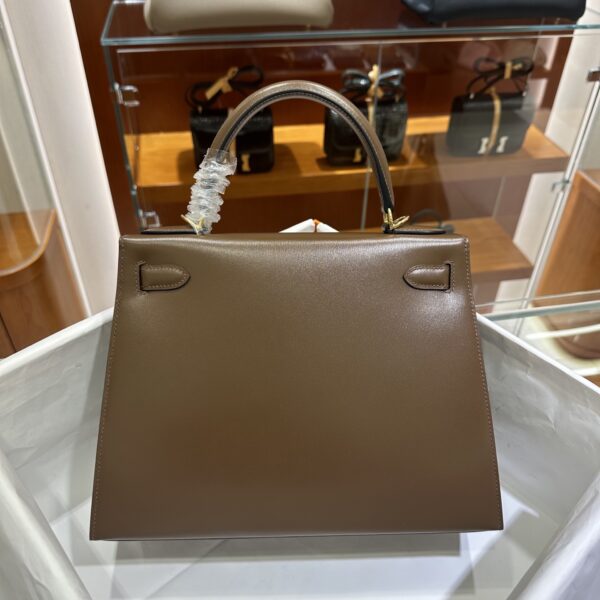 wsxc1779199378204_1 Old Cobbler Kelly Shiny Box Leather Caramel Coffee Gold Hardware 28cm Full Handmade