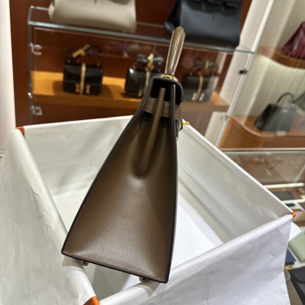 wsxc1779199378204_2 Old Cobbler Kelly Shiny Box Leather Caramel Coffee Gold Hardware 28cm Full Handmade