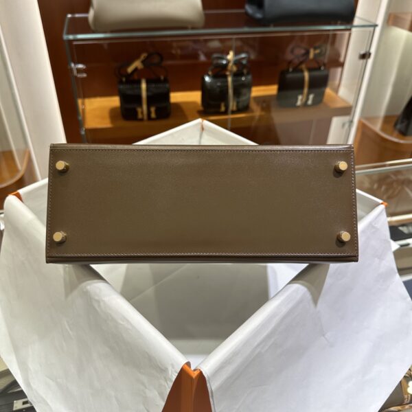 wsxc1779199378204_5 Old Cobbler Kelly Shiny Box Leather Caramel Coffee Gold Hardware 28cm Full Handmade