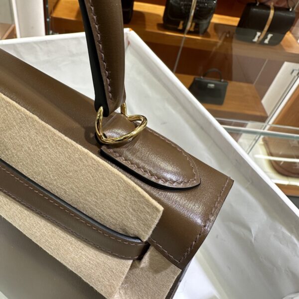 wsxc1779199378204_7 Old Cobbler Kelly Shiny Box Leather Caramel Coffee Gold Hardware 28cm Full Handmade