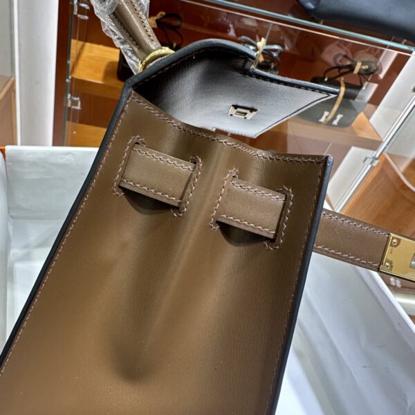 wsxc1779199380229_1 Old Cobbler Kelly Shiny Box Leather Caramel Coffee Gold Hardware 28cm Full Handmade