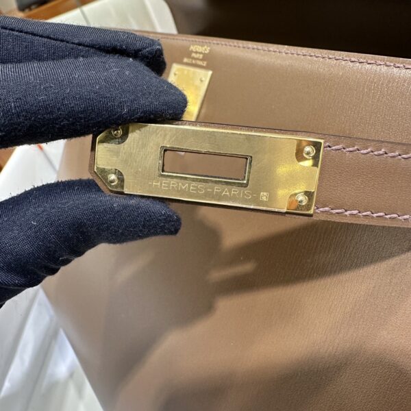 wsxc1779199380229_4 Old Cobbler Kelly Shiny Box Leather Caramel Coffee Gold Hardware 28cm Full Handmade