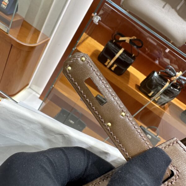 wsxc1779199380229_5 Old Cobbler Kelly Shiny Box Leather Caramel Coffee Gold Hardware 28cm Full Handmade