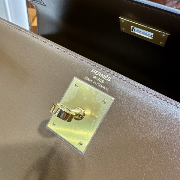 wsxc1779199380229_6 Old Cobbler Kelly Shiny Box Leather Caramel Coffee Gold Hardware 28cm Full Handmade