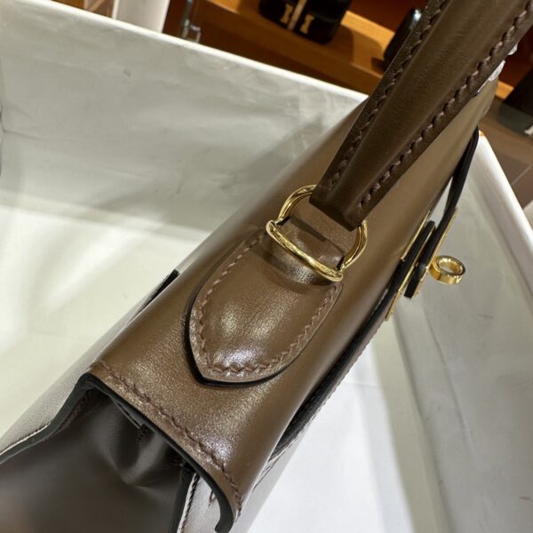 wsxc1779199380229_7 Old Cobbler Kelly Shiny Box Leather Caramel Coffee Gold Hardware 28cm Full Handmade