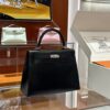Old Cobbler Kelly Shiny Box Leather CK89 Black Silver Hardware 25cm Full Handmade