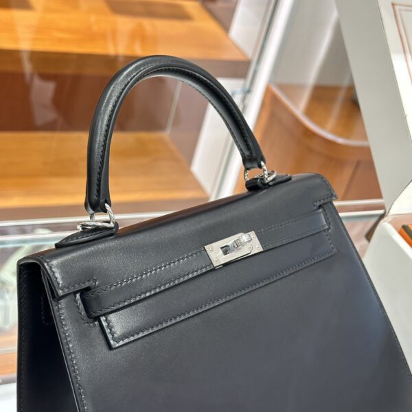 Old Cobbler Kelly Shiny Box Leather CK89 Black Silver Hardware 25cm Full Handmade