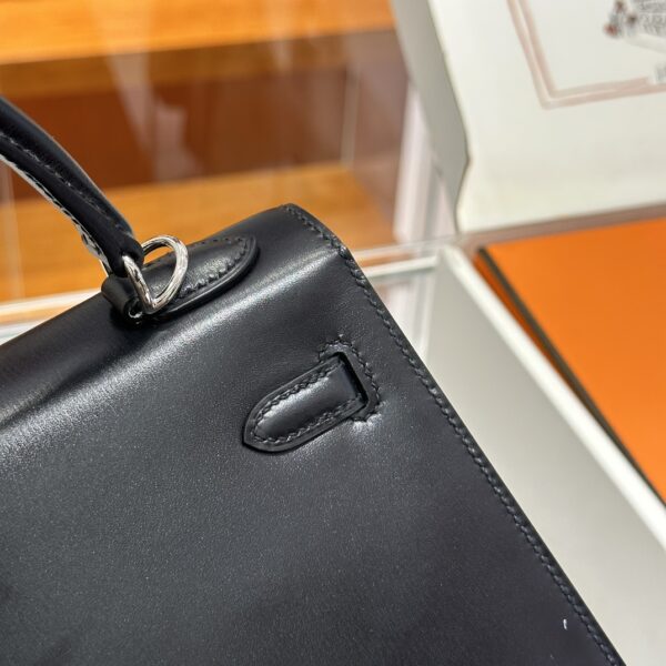Old Cobbler Kelly Shiny Box Leather CK89 Black Silver Hardware 25cm Full Handmade