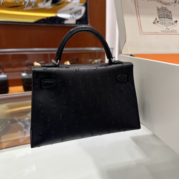 wsxc1779810689718_4-1 Old Cobbler Mini Kelly Ostrich Leather CK89 Black Silver Hardware 19cm Full Handmade