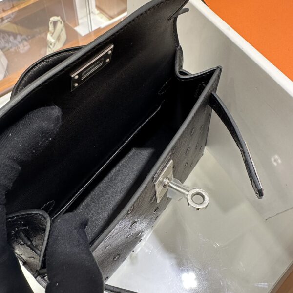 wsxc1779810689718_7-1 Old Cobbler Mini Kelly Ostrich Leather CK89 Black Silver Hardware 19cm Full Handmade